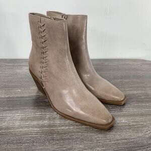 Frye And Co Katara Ankle‎ Booties Womens Size 6 Stone Block Heel Boots Beige